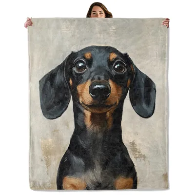 Dachshund Portrait Painting Blanket: Lifelike Art for Dog Lovers