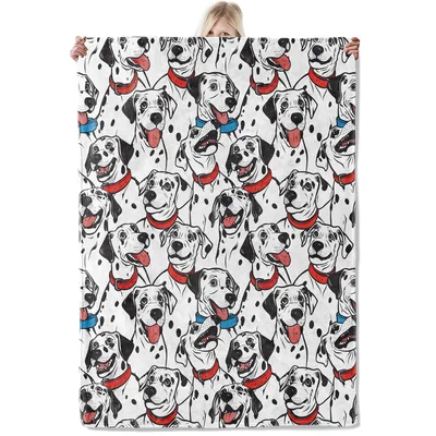 Dalmatian Puppies Faces Pattern Blanket for Spotted Dog Lovers