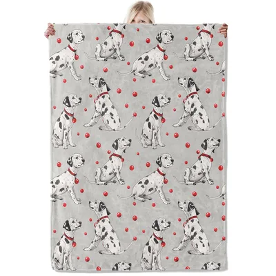 Dalmatian Puppy Red Ball Blanket for Spotted Dog Lovers