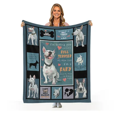 Bull Terrier Dog Mom Quotes Blanket for Pups and Moms