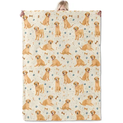 Golden Retriever Puppy Pattern Blanket featuring cute yellow labs