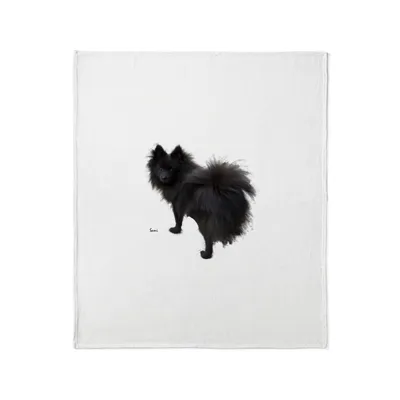 Black Pomeranian Dog Blanket Featuring a Fluffy Black Canine
