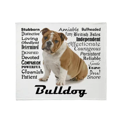 Bulldog Traits Word Art Blanket: A Typographic Portrait of Character