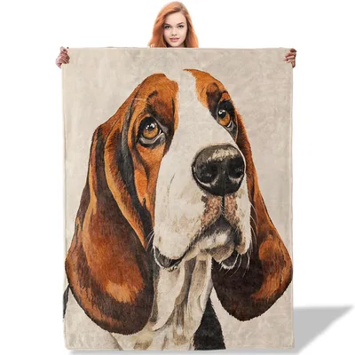 Basset Hound Portrait Blanket No. 2: A Close-Up Canine Art Piece