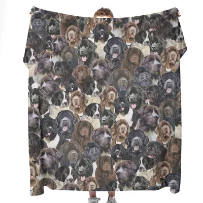 Newfoundland Dogs All Over Blanket: A Collage of Gentle Giants