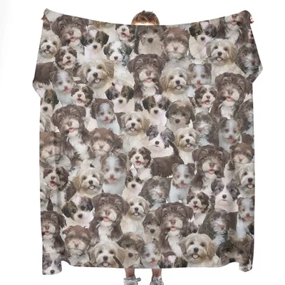 Havanese Dogs All Over Blanket: A Collage of Puppies