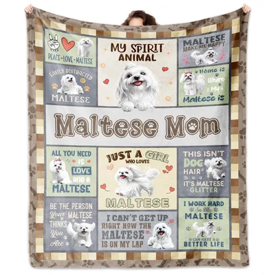 Maltese Mom Dog Collage Blanket Celebrating Your White Fur Baby