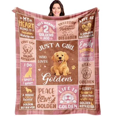 Golden Retriever Word Collage Blanket Celebrating Dog Love