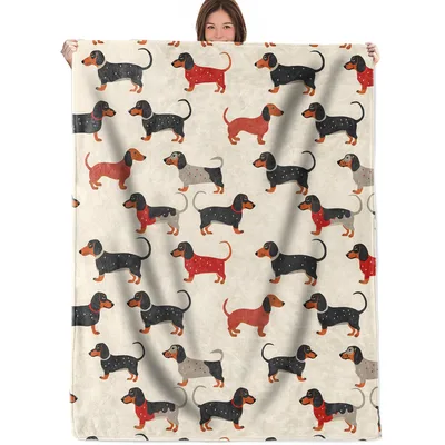 Dachshund Pattern Print Blanket