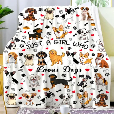 Just a Girl Blanket: Puppies and Paw Prints Design