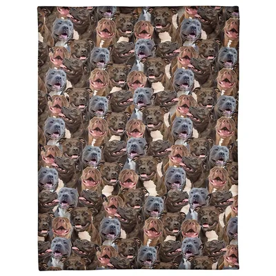 Pitbull Faces Repeating Pattern Blanket for Happy Dog Lovers