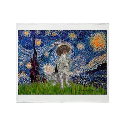 Dog in Starry Night Blanket: German Shorthaired Pointer Art