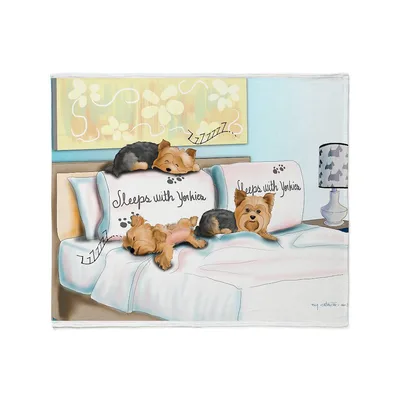 Yorkies Sleeping on Sofa Blanket: Sleeps with Yorkies Design