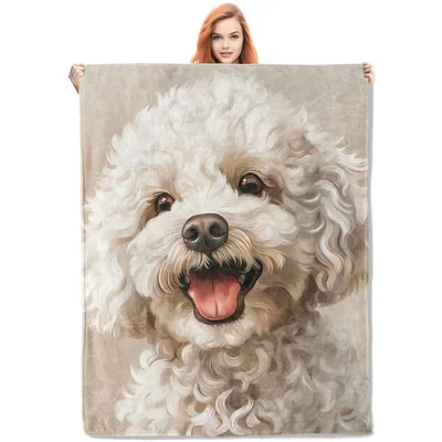 Poodle Portrait Painting Blanket No. 2: Joyful Canine Art Design