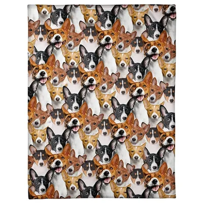 Basenji Dog Faces Pattern Blanket: Full Face Canine Collage