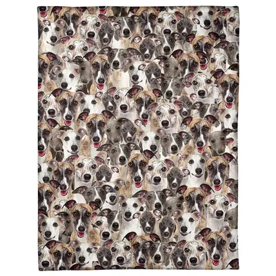 Whippet Full Face Pattern Blanket: A Collage of Expressive Dog Gazes