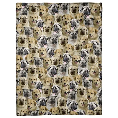 Shepherd Full Face Pattern Blanket: Anatolian Dog Collage Design