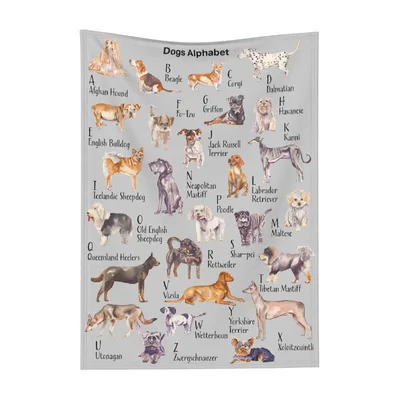 Dog Breeds Alphabet Chart Blanket No. 2