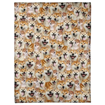 Shiba Inu Faces Pattern Blanket No. 2: A Full-Faced Dog Collage