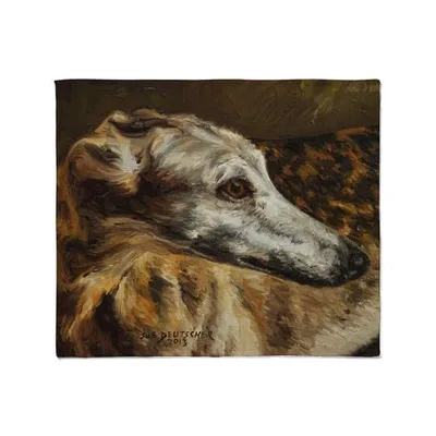 Greyhound Dog Portrait Painting Blanket: Artistic Sighthound Design