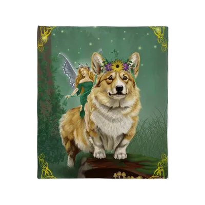Corgi with Fairy Flower Blanket: A Magical Forest Ride