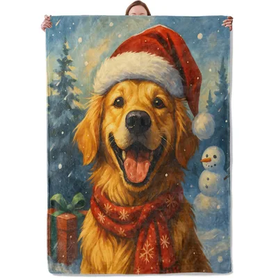 Golden Retriever in Santa Blanket