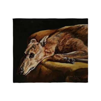 Resting Greyhound Painting Blanket: Artistic Dog Portrait