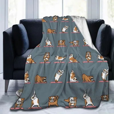 English Bulldog Yoga Pattern Blanket for Stretching Pups