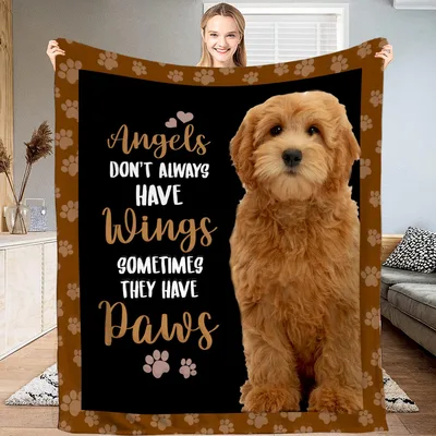 Goldendoodle Dog Paws Quote Blanket: Angels With Paws Design