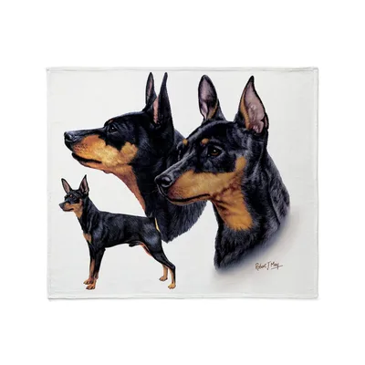 Min Pin Dogs Portrait Blanket: Artistic Miniature Pinscher Study