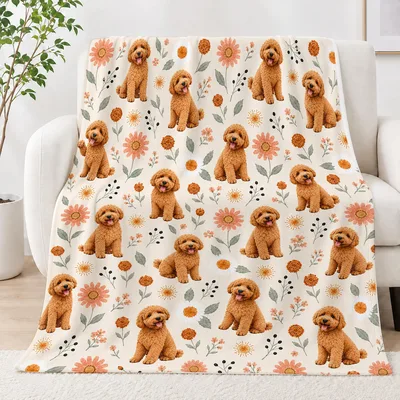 Goldendoodle Floral Pattern Blanket for Poodle Lovers