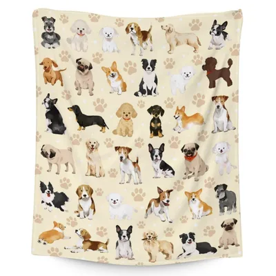 Cute Dog Breeds Pattern Blanket