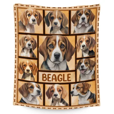 Beagle Dog Collage Blanket No. 2: A Grid of Expressive Portraits