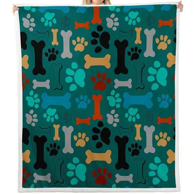 Dog Paws and Bones Blanket: Colorful Paw Print Throw for Dog Lovers