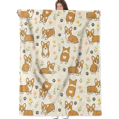 Corgi Paw Print Pattern Blanket No. 2