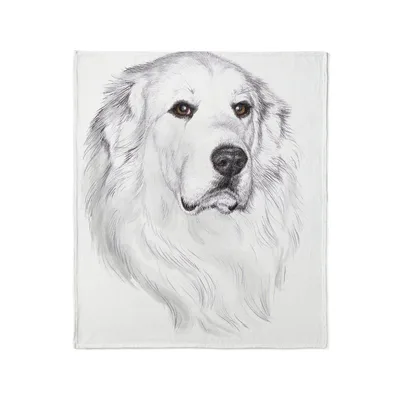 Great Pyrenees Dog Sketch Blanket: Pencil Portrait of a Gentle Giant