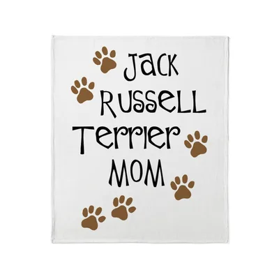 Jack Russell Terrier Mom Blanket: Paws and Bold Lettering Design