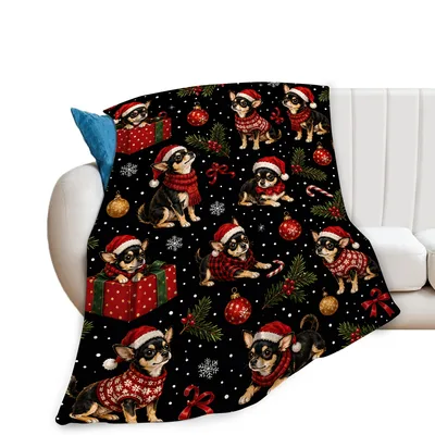 Chihuahua Dogs Christmas Pattern Blanket for Festive Dog Lovers