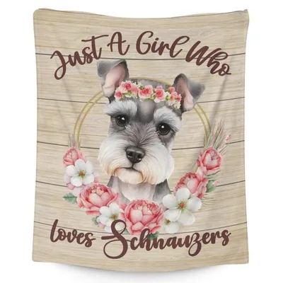 Just a Girl Who Loves Schnauzers Blanket with Floral Dog Art