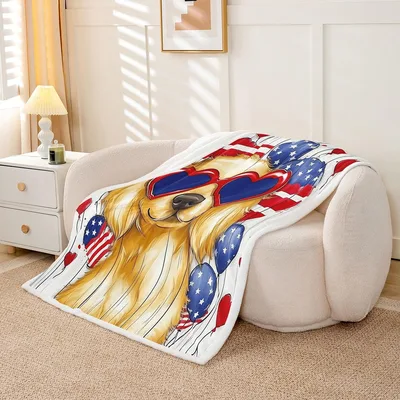 Golden Retriever with Sunglasses Blanket: Cool Dog Design