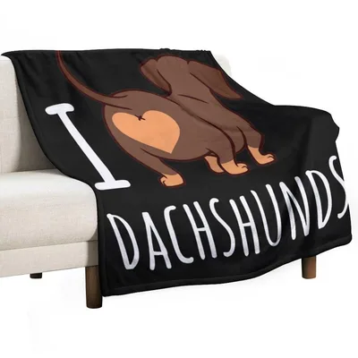 I Love Dachshunds Silhouette Blanket - Funny Dog Lovers Gift