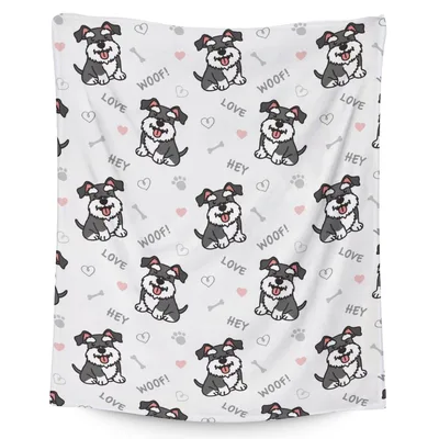 Schnauzer Dog Pattern Blanket: Cute Cartoon Schnauzer Print Throw