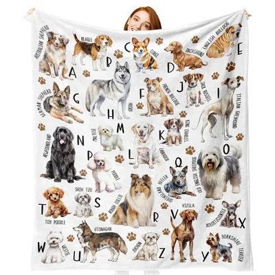 Dog Breeds Alphabet Pattern Blanket – Dog Breeds Alphabet Blanket
