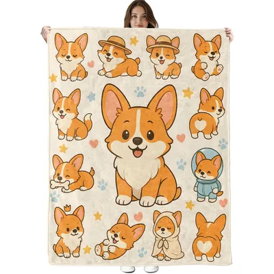 Cute Corgi Multiple Poses Blanket