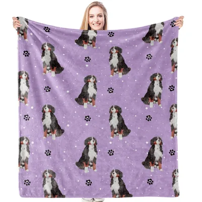 Bernese Mountain Dog Pattern Blanket: Sweet Canine Print