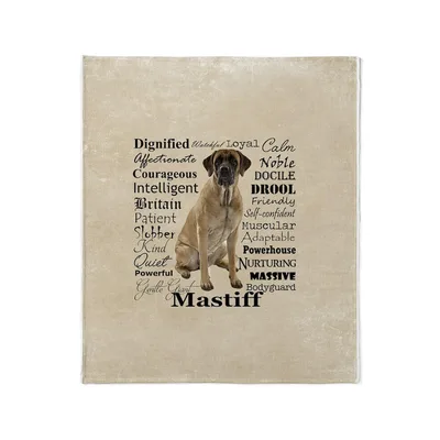 Mastiff Traits Dog Breed Blanket featuring a gentle giant illustration