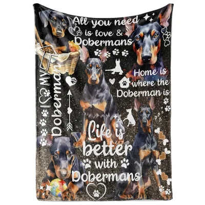 All You Need Is Love and Dobermans Blanket: A Doberman Collage Print
