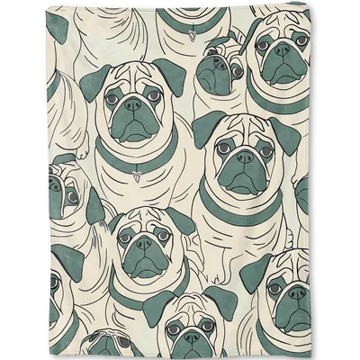 Pug Faces Pattern Blanket: Wrinkled Dog Art for Lovers