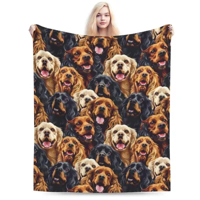 Cocker Spaniel Faces Pattern Blanket: A Poodle of Joyful Dog Portraits