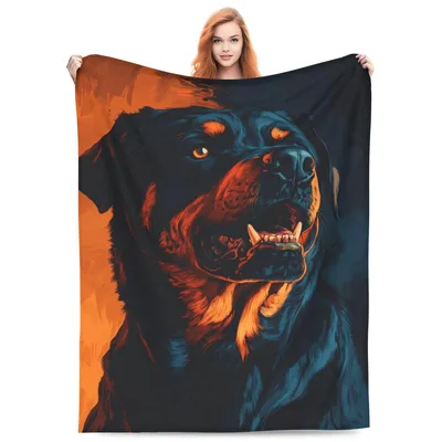 Rottweiler Dog Portrait Blanket No. 2: Bold Artistic Canine Design